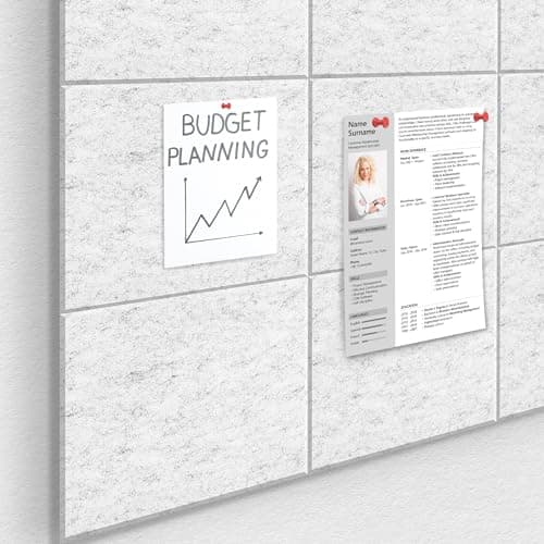 Large Cork Board for Office White Grey Alternative-12 Pack Felt Wall Board Tiles for Office Wall Decor, Bulletin Board Tiles,Push pin Board Organizer 6
