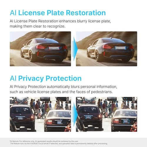 Vueroid S1 4K Infinite 3 Channel Dash Cam Front and Inside Rear Car Camera, 4K, 2.5K Dashcam for Car, STARVIS 2, Night Vision, 24/7 Recording, 5G WiFi GPS, Car Surveillance Camera, Gifts for Men Women 7