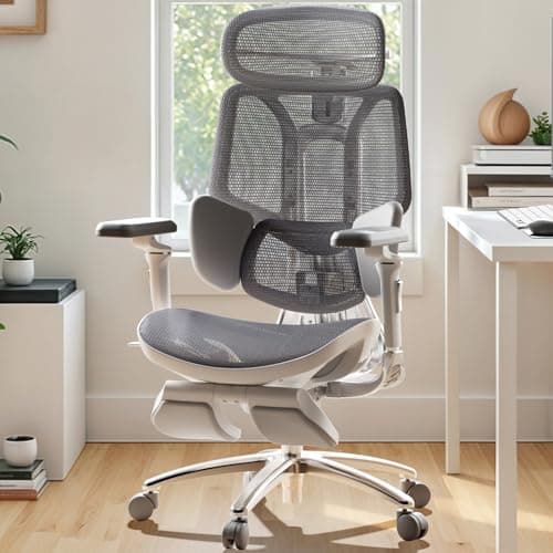 Hbada E3 Ultra Ergonomic Chair, with 3-Zone Dynamic Lumbar Support, 360° Mechanical Armrests, 4D Adjustable Headrest, Aluminum Alloy, Premium Mesh Chair, Grey