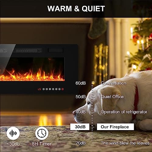 50" Ultra Thin Electric Fireplace, Wall Mounted & Freestanding, LED Fireplace Insert, Wall Fireplace for Living Room/Bedroom w/Touch Screen, Remote Control, 750W/1500W, Quiet, 8H Timer 5