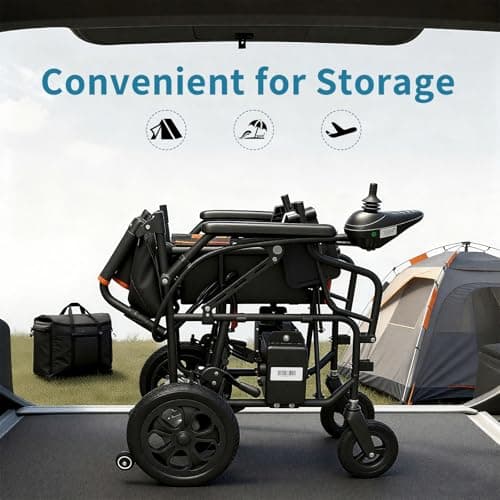 SecretSun Electric Wheelchairs for Adults Outdoor Living Room Lawn Bumpy Road Counrtyard Park City Road Speed Bump 12Uphill Angle,500W,15 Miles Folding Portable Lightweight - Black 8