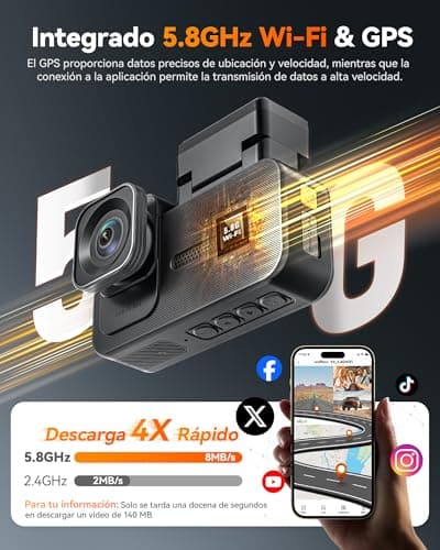 WOLFBOX X5 3 Channel 4K Dash Cam, STARVIS 2 IMX678,4K+2.5K+1080P Front and Rear Inside Triple Car Camera, Included 128GB Card, Voice Control, 5.8GHz WiFi GPS, Touch Screen, Support 512GB Max 6