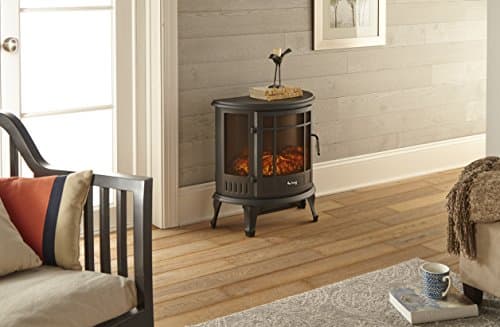 e-Flame USA Regal Freestanding Electric Fireplace Stove - 3-D Log and Fire Effect (Black) 5