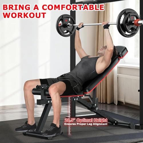 XDDIAS Workout Bench, Weight Bench with Leg Extension and Leg Curl, Preacher Curl Bench with Extended Headrest, Adjustable Incline Decline Flat Bench for Home Gym, 900LBS 6