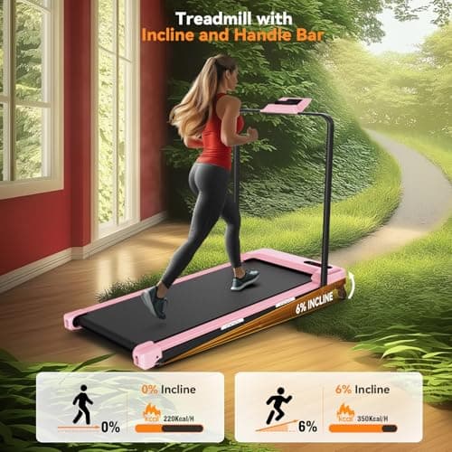 FUNMILY Walking Pad Treadmill with Incline and Handle Bar, 2.5HP Foldable Under Desk Treadmill with Handles, Folding Treadmills for Home Small, Portable 4 in 1 Electric Running Machine, 300lb Capacity 6