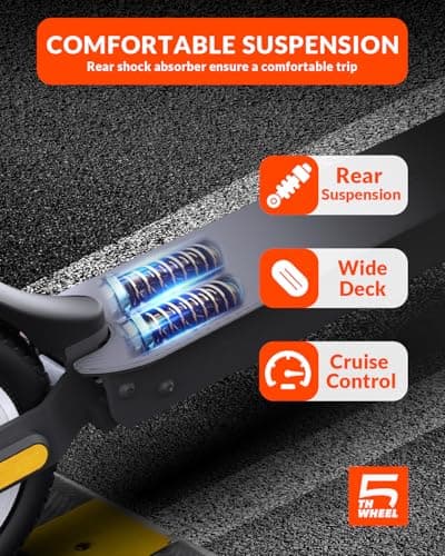 5TH WHEEL V30PRO Electric Scooter, 10" Solid Tires, 350W Motor & 18 MPH, 19.9 Miles Range E-Scooter with E-Lock, Dual Brakes and Suspension, Foldable Adults Commuter Scooter with Turn Signals and APP 6