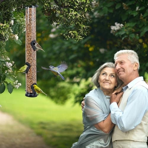 Backyard Expressions Tall Tube Bird Feeder - Durable Hanging Wild Bird Feeder for Wild Birds - 16" Tall, 4-Port Design 5