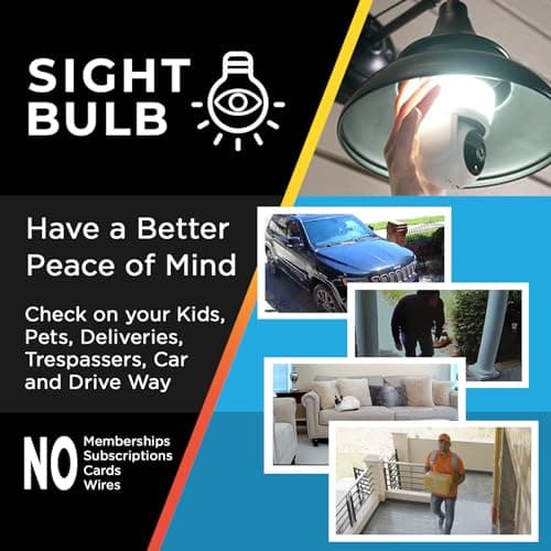 Sight Bulb Pro Security Camera with 80 Watt Equivalent LED Light, Two Way Talk, HD Video WiFi Smart Camera, Perfect for Indoor Outdoor Night Vision Motion Detection 5