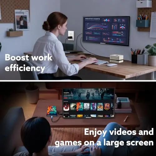 GWSGUT 23.8'' Portable Monitor, 4K UHD (3840 * 2160) 100% sRGB Fast IPS External Gaming Screen, 60Hz USB-C HDMI Built-in VESA Stand Speakers, for Laptop PC Mac Phone PS4/5 Xbox Switch 8