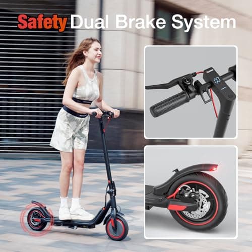 iScooter Electric Scooter for Adults & Teens, 350W Motor, Up to 15 Miles Range, 19 MPH Top Speed, Cruise Control, Dual Braking System, Foldable E-Scooter for Commuting & Campus Use 4