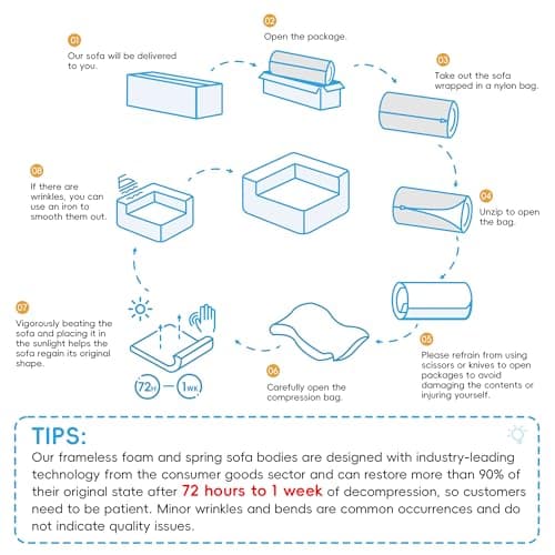 Miscoos 109" Cloud Sectional Couch - L Shaped Chenille Couch with Chaise, Minimalist Modular Sofa with Deep Seat for Living Room, Bedroom, No Assembly Required, Ivory Cream 6