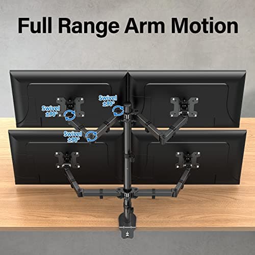 MOUNTUP Quad Monitor Stand, 4 Monitors Desk Mount for 17 to 32 inch Computer Screens, Fully Adjustable Stacked Mount with Tilt Swivel, 4 Heavy Duty Monitor Mount, Holds up to 17.6lbs per Arm, MU3007 5