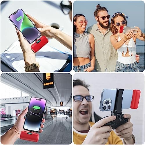 Small Portable Charger for iPhone,5000mAh PD Fast Charging Power Bank, Mini Plug-in Battery Pack Backup Charger Compatible with iPhone 14/14 Pro Max/13/13 Pro/12 Pro/11/XS/XR/X/8/7/6 etc- Dark Red 7