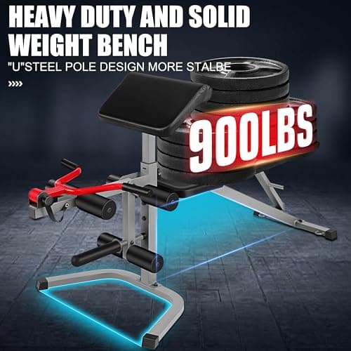 OPPSDECOR Adjustable Weight Bench Set with Leg Extension & Leg Curl, 900LBS Incline/Decline/Flat Preacher Curl Bench, Space-Saving Workout Bench for Home Gym 5