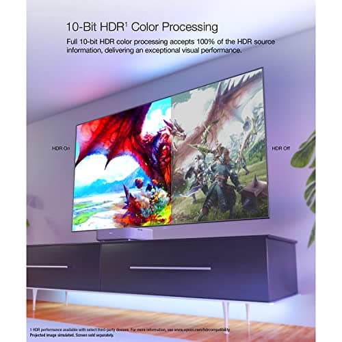 Epson EpiqVision Ultra Short Throw LS300 3LCD Smart Laser Projector, 3600 Lumens Color & White Brightness, HDR, Android TV, Yamaha Speakers, Bluetooth, Sports, Gaming, Movies - White (Renewed) 7