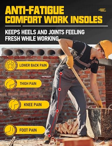 Uvaluefeet Work Boot Insoles for Men Standing All Day - Memory Foam Comfort Cushion Anti-Fatigue Inserts, Foot Pain Relief and All-Day Comfort,Work Comfort Insoles for Men Women-B [Women 8-9.5] 3