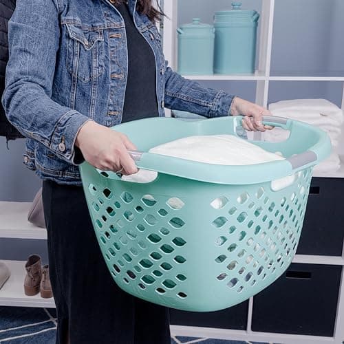1.8 Bushel Plastic Laundry Basket - Hip Grip Handle, Teal - Perfect for Adult/Tween in Bedroom, Dorm & Laundry Room 5