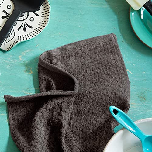 COTTON CRAFT Amazing Kitchen Towels - Set of 8 Terry Towel - 100% Cotton Euro Café Waffle Weave Dish Towel Set - Soft Absorbent Quick Dry Low Lint Reusable Pantry Bar Cleaning Cloth - 16x28 - Charcoal 7