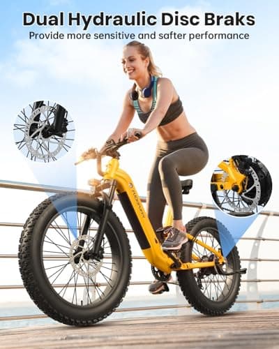 PUCKIPUPPY Electric Bike for Adults 960W, 48V 20AH Battery Adult Electric Bicycles, 26" Fat Tire Full Suspension Step-Thru Ebike, 28MPH Mountain Ebike, 7 Speed, 80Miles Range-Boxer ST 7