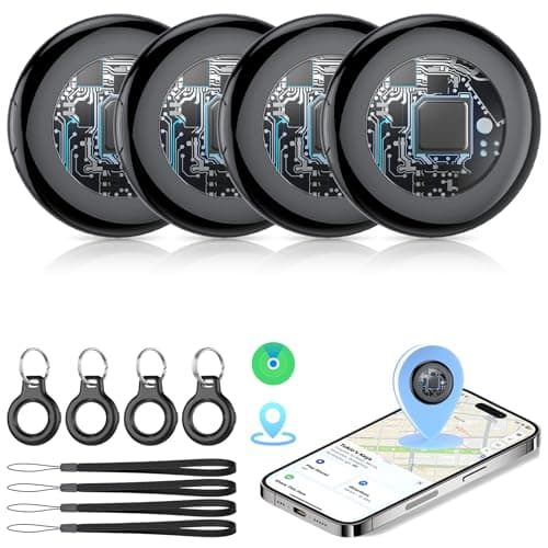 2026 New [Apple MFi Certified] Air Tracker Tags-4 Pack (iOS Only), Tukio Bluetooth Tracker for Apple Find My, Replaceable Battery, Key Finder and Item Locator Smart Tag for Keys, Bag, Luggage and More