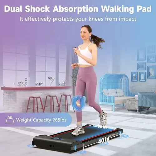Hartwares Walking Pad Under Desk Treadmill, Portable Mini Treadmill for Home/Office/Small Spaces, 2.5HP Quiet Brushless Walking Jogging Machine with 265 lbs Weight Capacity, Remote & App Control 5