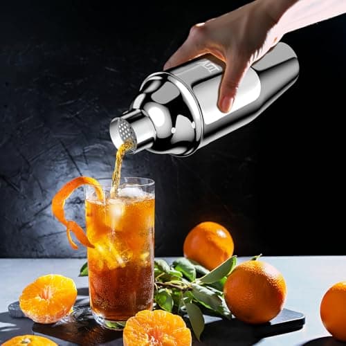 IOV Cocktail Shaker, 24 oz Martini Shaker, Drink Mixer with Built-in Strainer, Professional Stainless Steel Margarita Alcohol Shakers with Cocktail Recipe Guide, Bartender Kit Gifts 7