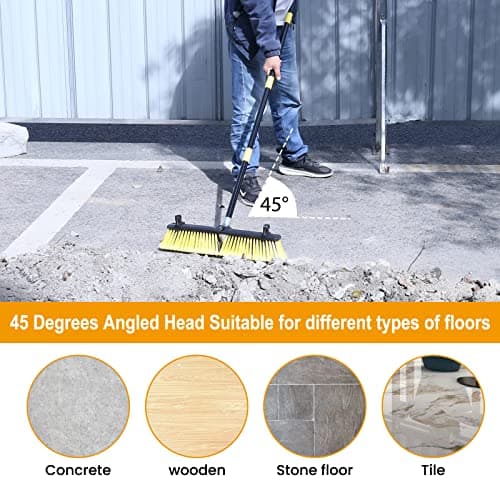 KeFanta 18 Inches Push Broom Outdoor- Heavy Duty Broom with 63" Long Handle for Deck Driveway Garage Yard Patio Warehouse Concrete Floor Cleaning 8