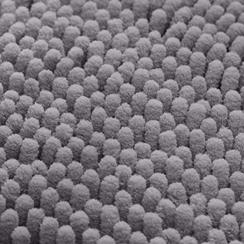 HOMEIDEAS 3 Pieces Bathroom Rugs, Soft Thick Absorbent Chenille Bath Mats, Washable Non-Slip Floor Rugs for Shower & Bath, Grey 7