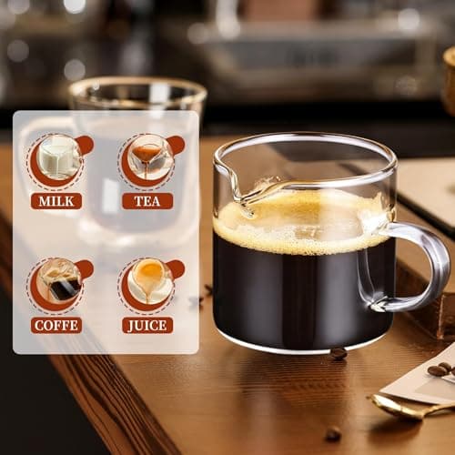 Gulex Espresso Cups, Glass Coffee Espresso Cups with Pour Spout, 4 oz, Clear, Set of 2 (Set of 2) 6