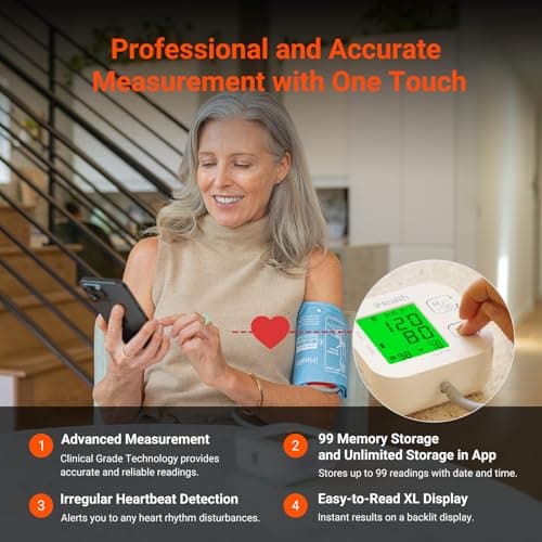 iHealth Track Smart Upper Arm Blood Pressure Monitor with Wide Range Cuff that fits Standard to Large Adult Arms, Bluetooth Compatible for iOS & Android Devices 9