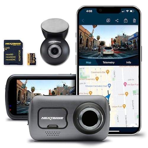 Nextbase 622GW Dash Cam with Rear Window Cam and 256GB Micro SD Memory Card Bundle - Dash Cam Front and Rear with True 4K 30fps UHD Auto Record, Wi-Fi, GPS, Bluetooth, Alexa, Parking Mode