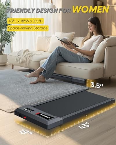 Walking Pad with Incline, Walking Pad Treadmill 265 lb Capacity, Works with KINOMAP WELLFIT APP, 2.5HP Running Pad Small Treadmill for Home Office Apartment 6