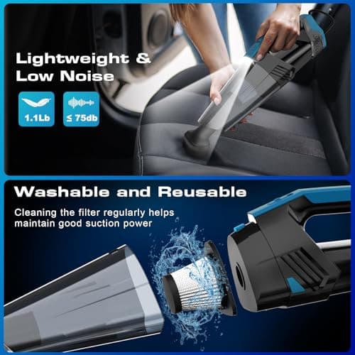 Blestan Car Vacuum - Portable Vacuum Cleaner with 16.4ft Cord, Bag, LED Light & Attachments - DC 12V High Power Small Vacuum, Car Accessories 2
