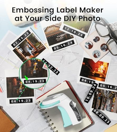 EazeID Embossing Label Maker - Manual Vintage Label Maker with 3 Tapes, 3D Portable, Old School for Home, Office Organization and DIY Crafting - Omega Green, 9mm 8