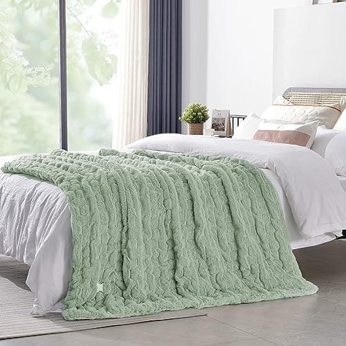 RHEIN HOME Electric Blanket Queen Size - Dual Control Heated Blanket Queen, Gentle Soft Fast Heating with 4 Heat Settings and 10H Timer Flannel Blanket, Warm Gift for Grandma (84x90 inches, Green)