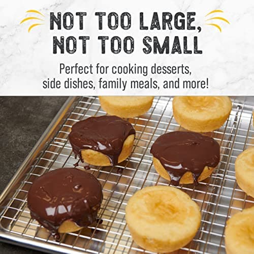 Checkered Chef Cooling Rack for Cooking and Baking - 10" x 15" Set of 2 Stainless Steel, Oven Safe Grid Wire Cookie Cooling Racks 8