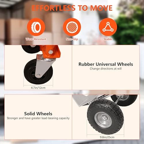 Aluminum Convertible Hand Truck, 3 in 1 Folding Dolly 1000 LBS Capacity Heavy Duty Industrial Platform Cart Collapsible Truck for Transport & Moving in Warehouse, Home, Supermarket 6