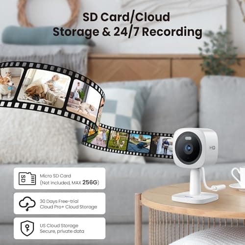 Hugolog 3K 5MP Outdoor Indoor Security Cameras for Home Security, Home Camera with Starlight Color Night Vision,Built-in Spotlight,Motion Detection,2-Way Talk,US Cloud & Local Storage,Works with Alexa 9