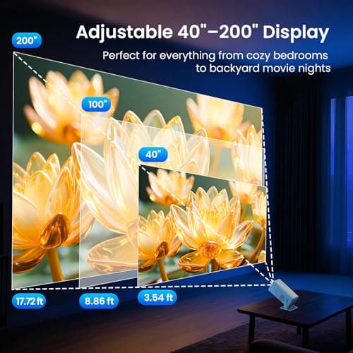 WISHOLY Mini Projector Native 1080P, Portable Outdoor Movie Projector with WiFi and Bluetooth, 4K Supported, Compatible with Smartphone, HDMI, USB, TV Stick, PS5 for Home Theater, Bedroom, Outdoor Use 9