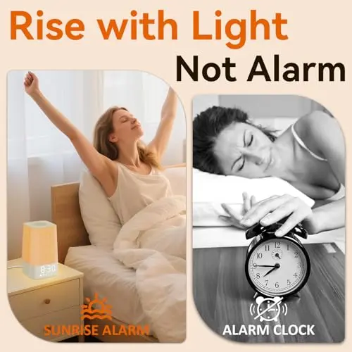 Wkzay White Noise Sound Machine: 30 Soothing Sounds, Sunrise Alarm Clock for Gentle Wake Up, Adjustable Volume & Night Light, Timer - Easy to Sleep, Relax, Focus 3