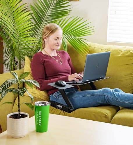 WorkEZ Adjustable Laptop Stand for Desk, Portable Laptop Stand Adjustable Height, Foldable Cooling Computer Holder Riser for Desk, Black 8