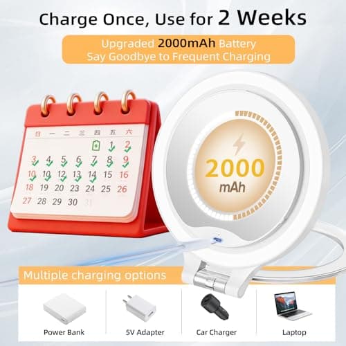 FASCINATE Magnifying Mirror 30X 1X Double Sided Magnification Makeup Vanity Mirror 2000mAh Rechargeable Lighted Mirror with 3 Color Setting Adjustable Rotation LED Vanity Desk Mirror 6