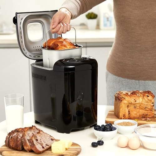 Amazon Basics Programmable Bread Maker, 2 Pound Non-Stick Automatic Bread Making Machine, 14 Settings for Breads, Doughs, Gluten-Free Options, ExpressBake, LCD Display, Black 7