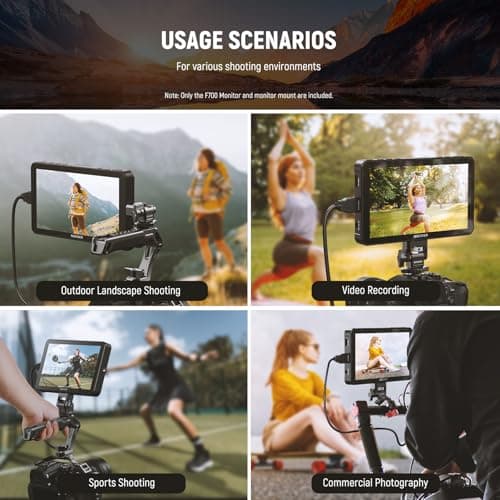 NEEWER F700 7" Camera Field Monitor, 2000nit HD 1920x1080 IPS Touch Screen with 3D LUT, 4K HDMI Loop in/Out with Peak Focus DSLR Video Assist HDR Waveform, Cold Shoe Mount, 2 NP-F750 Batteries & Cable 9