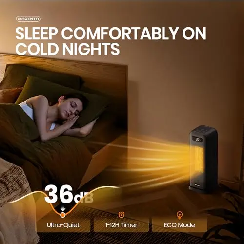 MORENTO Space Heaters for Indoor Use, Smart Space Heater, Wi-Fi & Voice Control, Portable Heater with Thermostat, 1500W Electric Heater, 12H Timer, Quiet Space Heater for Office Bedroom Home (Black) 6