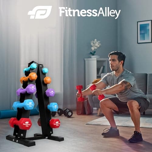 Fitness Alley 5 Tier Dumbbells Storage Rack - 200 LB Capacity Dumbbells Weight Rack - 2.0MM Thickness Weight Organizer Stand for Home Gym - Easy Assembly 5