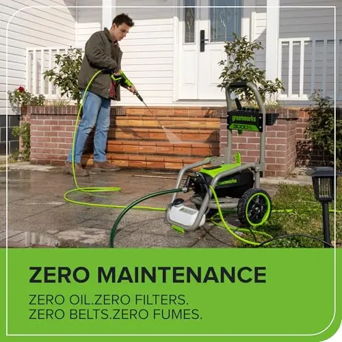 Greenworks Pro Brushless 3000 PSI (CSA Certified) 2.0 GPM Max / 1.1 GPM Electric Pressure Washer (Foldable Handles, Rugged Steel Frame, 25 FT Hose, 35 FT GFCI Power Cord) 6