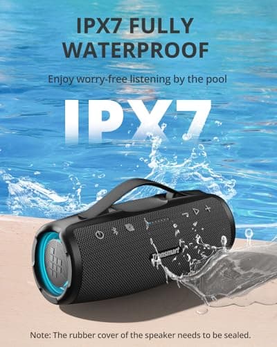 Tronsmart Mirtune S100 Portable Bluetooth Speaker, 50W Punchy Bass &Clear Treble, Retractable Handle, 20H Playtime, IPX7 Waterproof, Customize EQ for Outdoor, Camping,Beach(Black) 5