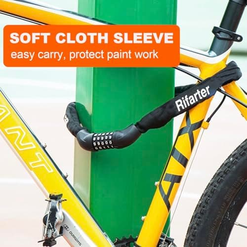 Rifarter Bike Lock Chain, 5 Digit Combination Heavy Duty Anti-Theft Bicycle Chain Lock, 3.2 Feet Long Security Resettable Bike Locks for Road, Mountain Bike, Scooter, Door, Gate, Fence, Black 7