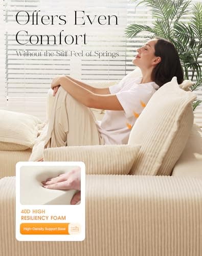 107" Comfy Cloud Couch with L-Shape Chaise & Deep Seat, Modular Sectional Sofa in a Box, Boneless Upholstered Couches for Living Room, No Assembly Required (Soft Corduroy, Beige) 6